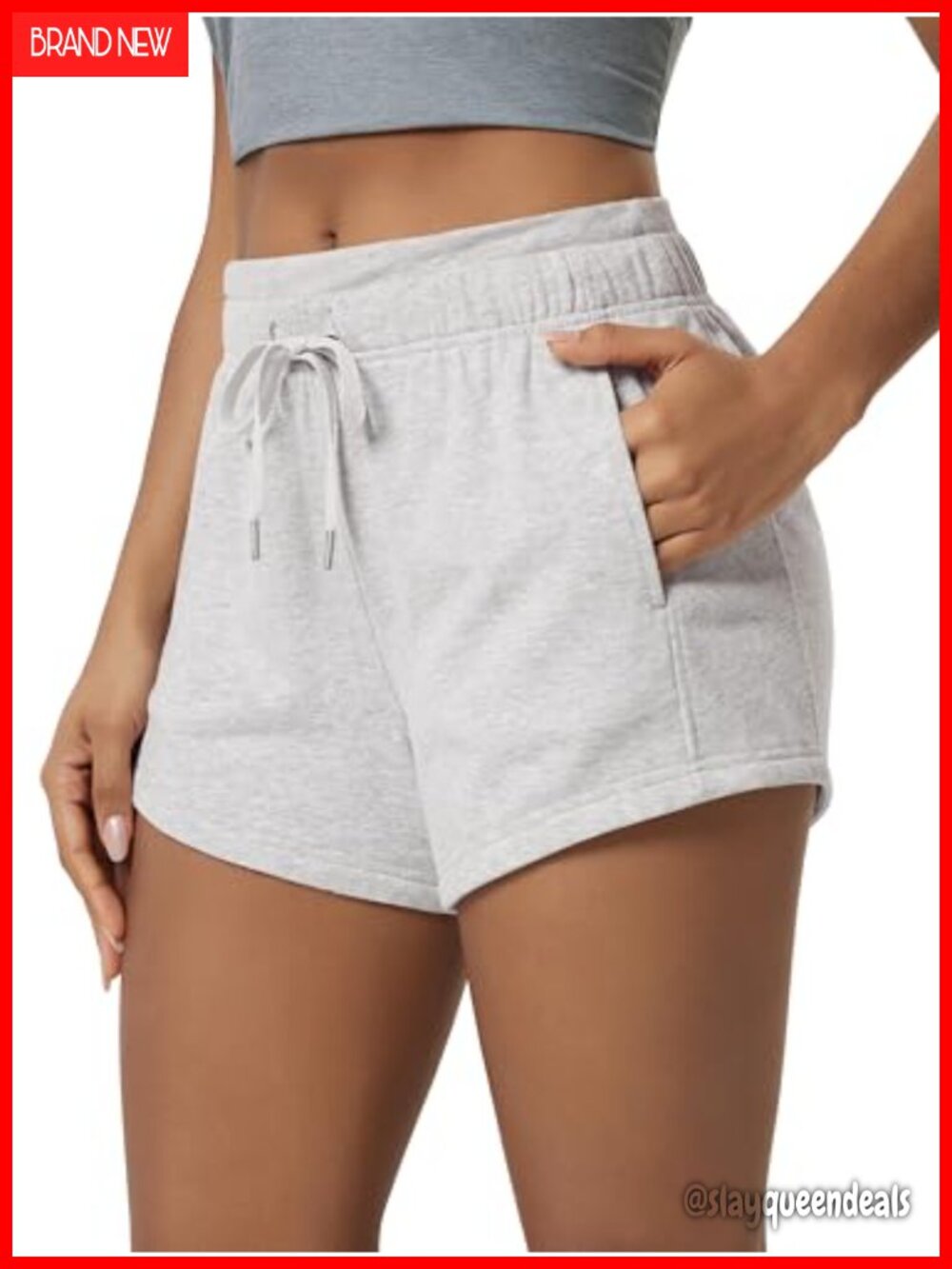 Sweat Shorts with Pockets Cotton French Terry Drawstring
